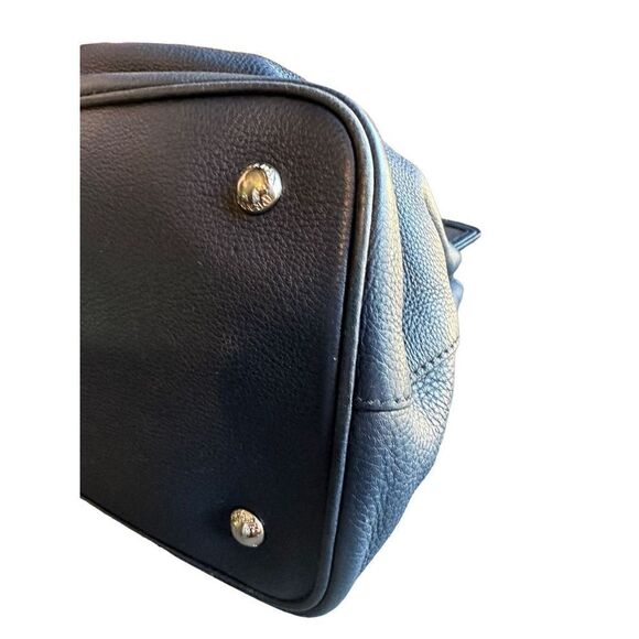 Prada navy blue pebble leather two way shoulder crossbody bag silver hardware - Picture 5 of 16